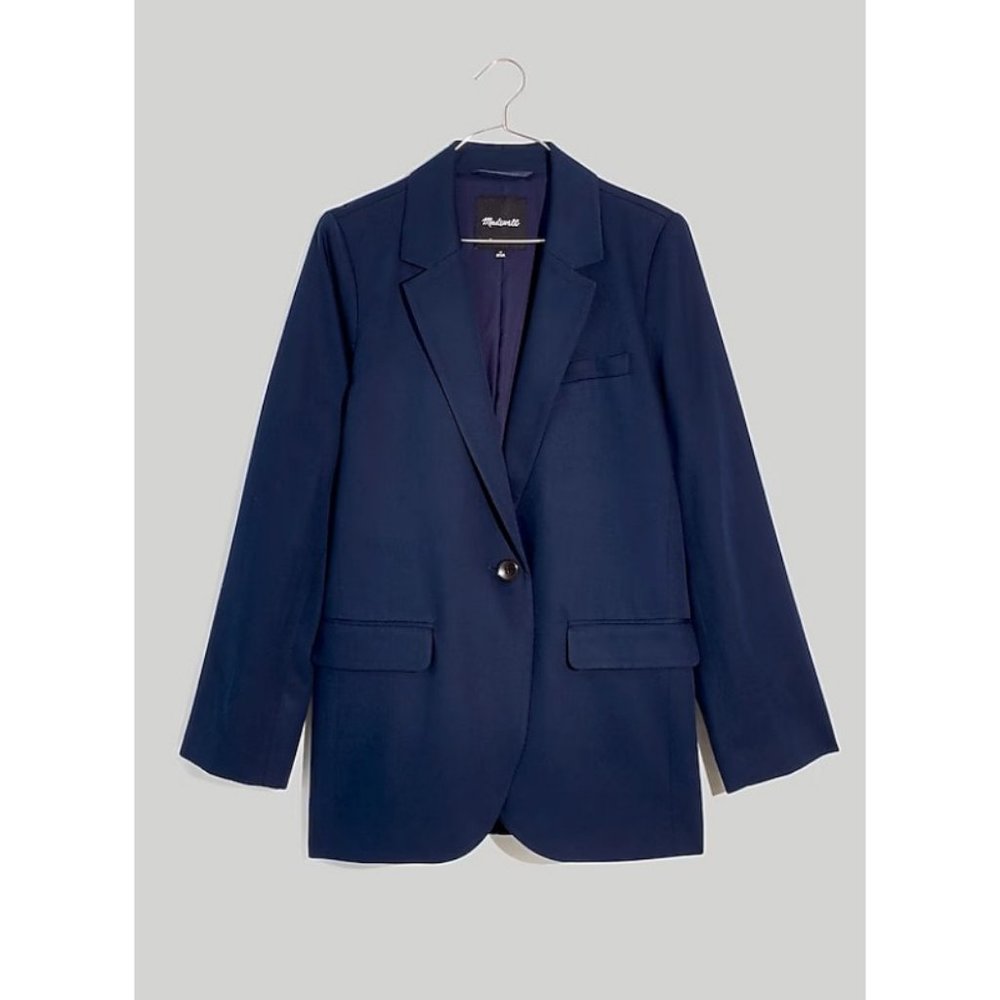 Madewell Navy Larsen Blazer Drapeweave